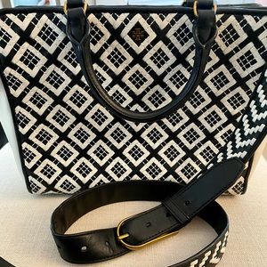 TORY BURCH Robinson Woven Leather Tote